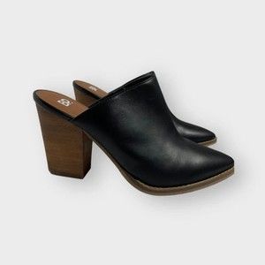 BP US Size 7 Maya-Lea Black Leather Pointed Toe Slip-on Mule